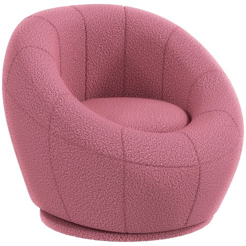 Fauteuil Lounge Pivotant En Peluche, Support Jusqu'à 120 Kg, Idéal Pour Le Salon, Rose
