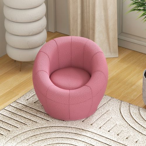 Fauteuil Lounge Pivotant En Peluche, Support Jusqu'à 120 Kg, Idéal Pour Le Salon, Rose