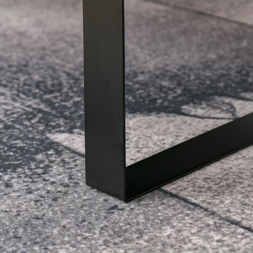 Table Basse Avec Tiroir Et Étagères, Cadre En Acier Robuste, Style Moderne, Salon