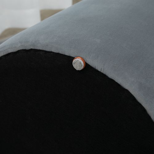 Ottomane 2-en-1 En Velours Gris, Avec Rangement Et Couvercle Amovible, Ø44cm X 47,5cm