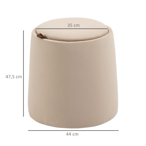 Pouf Rond En Velours Avec Rangement, 47,5cm De Hauteur, Ø44cm