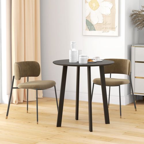 Table Ronde De Cuisine Avec Pieds Inclinés, Design Moderne, Noir, 72 X 72 X 75 Cm