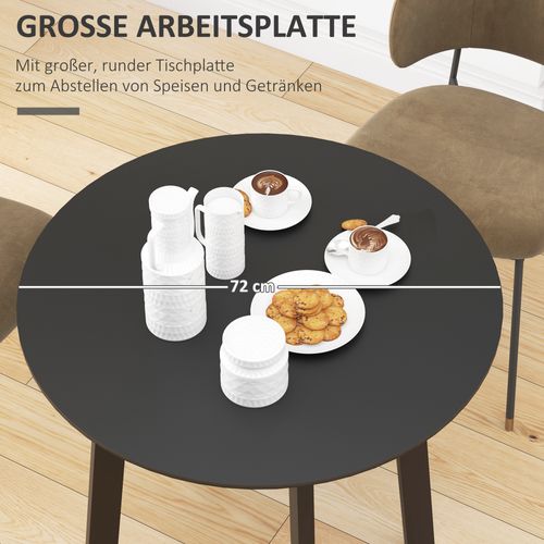 Table Ronde De Cuisine Avec Pieds Inclinés, Design Moderne, Noir, 72 X 72 X 75 Cm
