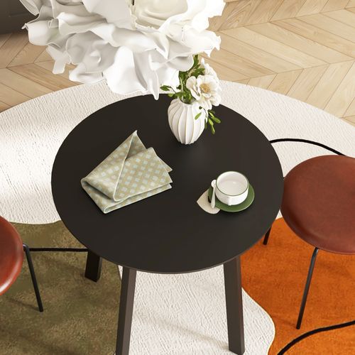Table Ronde De Cuisine Avec Pieds Inclinés, Design Moderne, Noir, 72 X 72 X 75 Cm