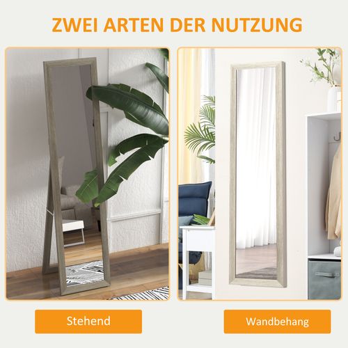 Miroir Debout Miroir Corporel En Aluminium, Miroir D'habillage Avec Support, Gris