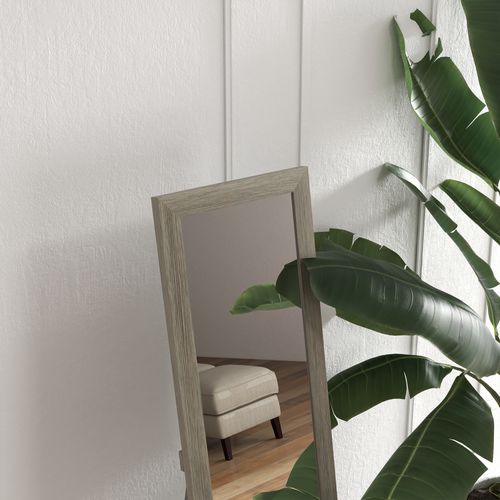 Miroir Debout Miroir Corporel En Aluminium, Miroir D'habillage Avec Support, Gris