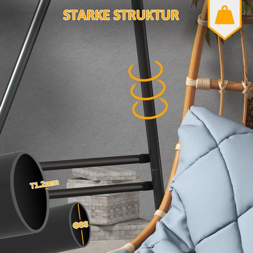 Support Pour Fauteuil Suspendu En Acier, 178x143x180 Cm, Jusqu'à 150 Kg, Noir