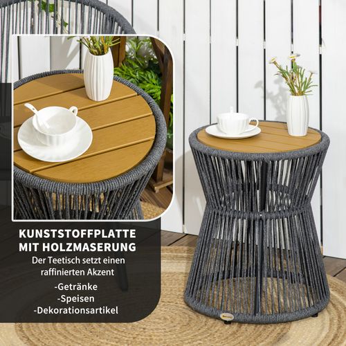 Table Bistrot En Plastique Avec Pieds Réglables Pour Terrasse 60x60x72 Cm,gris Naturel
