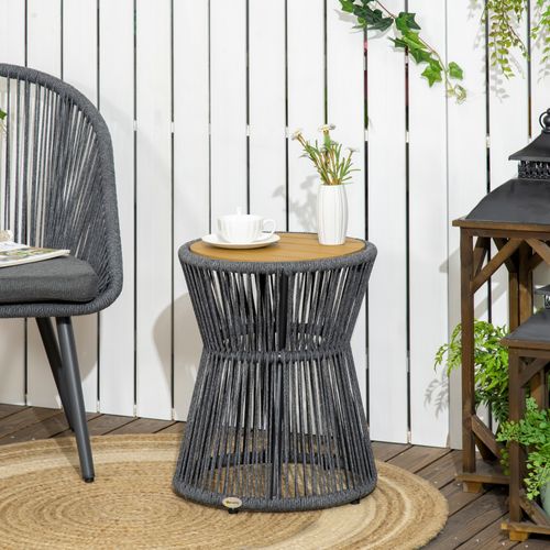 Table Bistrot En Plastique Avec Pieds Réglables Pour Terrasse 60x60x72 Cm,gris Naturel