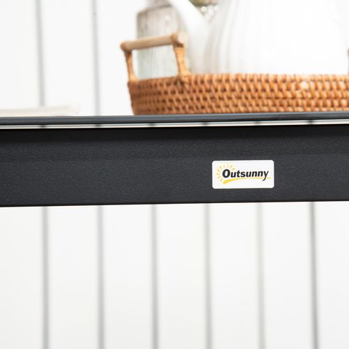 Table De Jardin Carrée 80x80x74 Cm En Aluminium Avec Plateau En Verre Trempé，noir