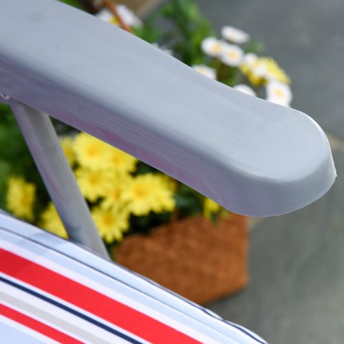 Transat En Acier Et Polyester Réglable, Pliable Avec Coussins, Rouge