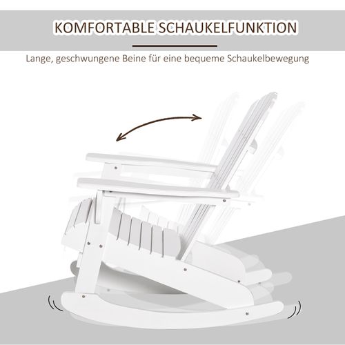 Fauteuil à Bascule Jardin Type Adirondack Résine 77×94×97cm Résistant Aux Intempéries, Blanc
