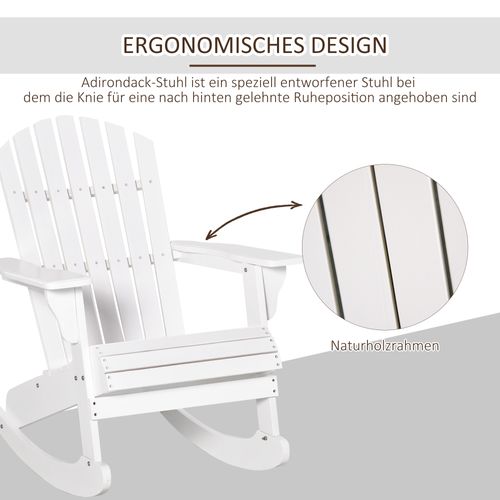 Fauteuil à Bascule Jardin Type Adirondack Résine 77×94×97cm Résistant Aux Intempéries, Blanc