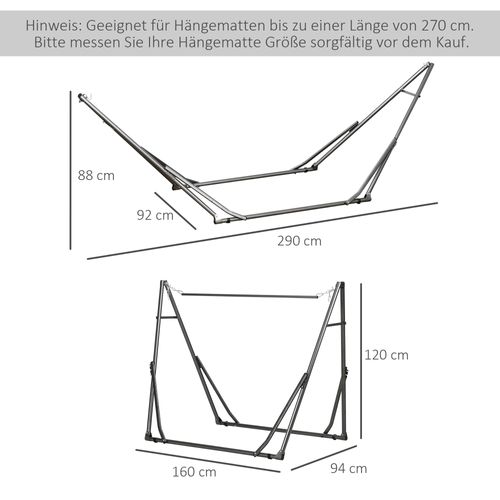 Support De Hamac Pliable En Acier 2-en-1 Avec Portemanteau Jusqu'à 120 Kg, Pour Jardin Et Terrasse
