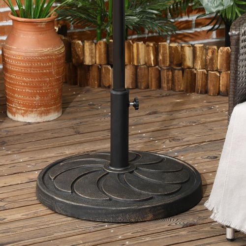 Base Parasol Ronde 18 Kg En Résine, Pour Ø38/48 Mm, Résistant Et Décoratif, Bronze