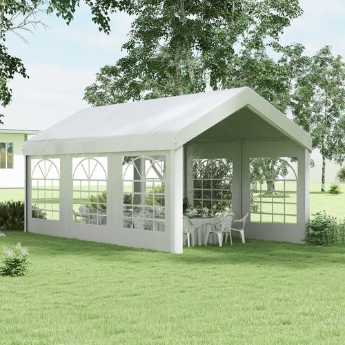 Paroi Avec Fenêtre Pour Pavillon 6x2m, Imperméable, Résistante Aux Uv, Pour Tente De Fête, ,blanc