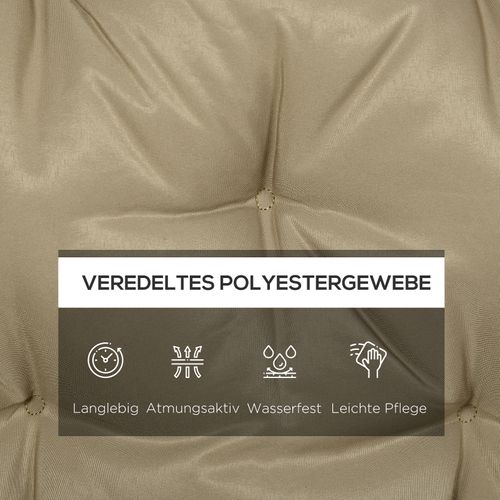 Coussin Banc 3 Places 150x98x8 Cm, Avec Liens, Pour Extérieur/intérieur, Kaki