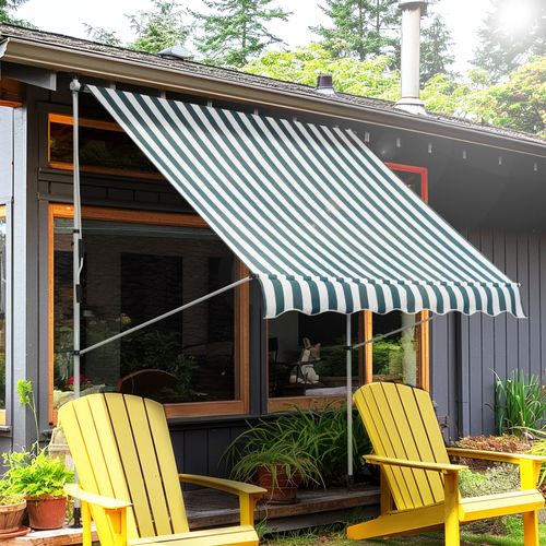 Store De Balcon En Aluminium Höhenverstellbar, Faltarm, 200x150 Cm, Vert Et Blanc