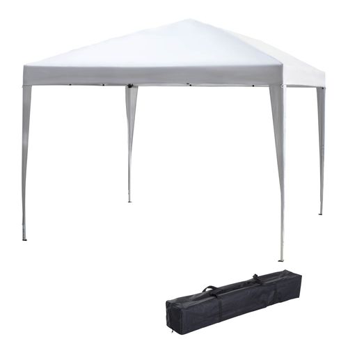 Pavillon Pliant 2,95x2,95m En Acier Et Tissu Oxford, Protection Uv, Blanc