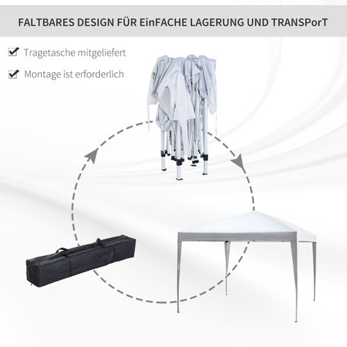 Pavillon Pliant 2,95x2,95m En Acier Et Tissu Oxford, Protection Uv, Blanc