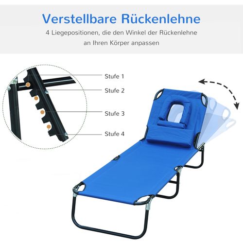 Chaise De Jardin En Tissu, Transat Trois Pieds Avec Fenêtre De Lecture, Bleu