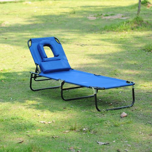 Chaise De Jardin En Tissu, Transat Trois Pieds Avec Fenêtre De Lecture, Bleu