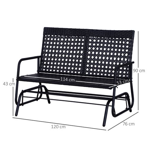 Banc De Jardin 2 Places En Polyrattan, Élégant Et Confortable Pour Moments De Détente