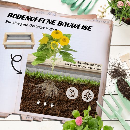 Bac à Fleurs En Métal Avec Cadre En Bois, Robuste Et Résistant Aux Intempéries, 90x45x30cm