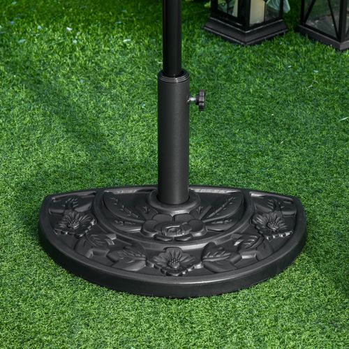 Pied Parasol 9 Kg Hdpe Demi-rond, Motif Floral, Pour Ø35/38/48 Mm, Jardin, Noir