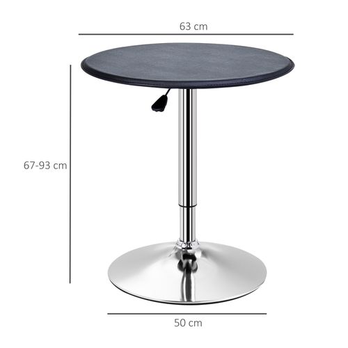 Table Bar Ronde Acier Et Simili 63×67-93 Cm Design Compact, Noir