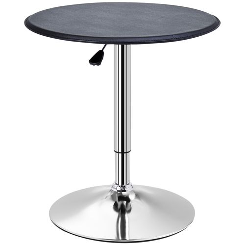 Table Bar Ronde Acier Et Simili 63×67-93 Cm Design Compact, Noir