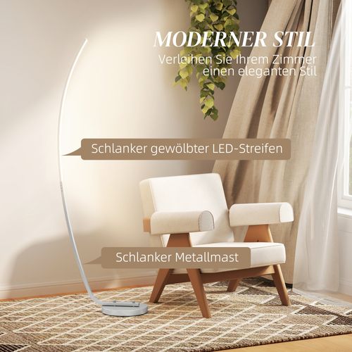 Lampadaire LED En Argent Avec Variateur, Lampe Debout Pour Salon