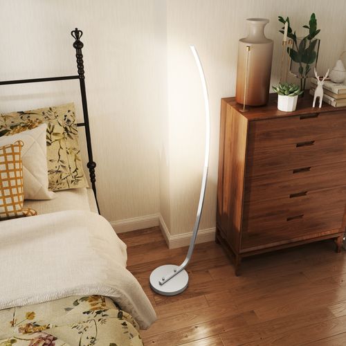 Lampadaire LED En Argent Avec Variateur, Lampe Debout Pour Salon