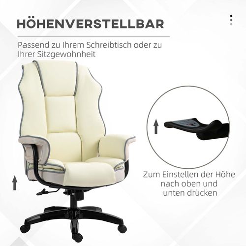 Chaise De Bureau Inclinable, Dossier Réglable, Ergonomique, Crème