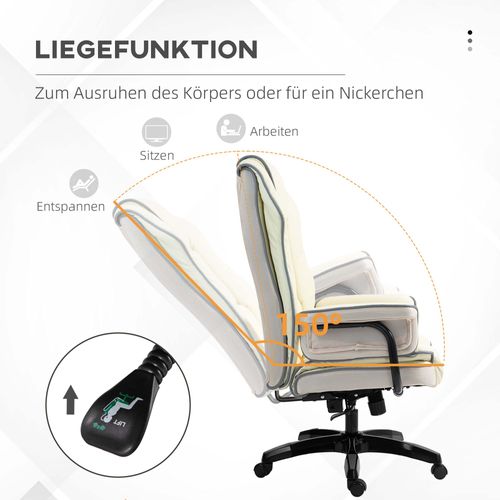Chaise De Bureau Inclinable, Dossier Réglable, Ergonomique, Crème