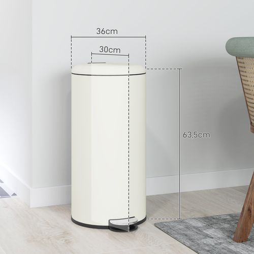 Poubelle 30l En Métal Avec Couvercle Et Pédale,bac Intérieur, Pour Salon Et Bureau,36 X 30 X 63,5 Cm