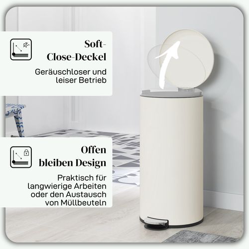 Poubelle 30l En Métal Avec Couvercle Et Pédale,bac Intérieur, Pour Salon Et Bureau,36 X 30 X 63,5 Cm