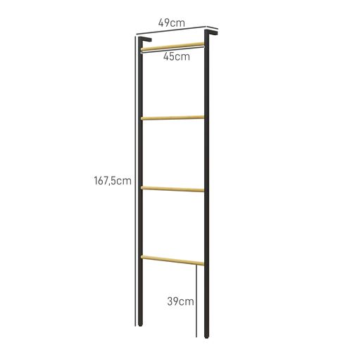 Étagère à Serviettes En Acier Avec 4 Barres Pour Serviettes, Vêtements, Couvertures, Journaux, Noir