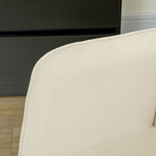 Fauteuil à Bascule Tissu Aspect Velours Avec Accoudoirs Pieds Bois Pour Salon, Beige