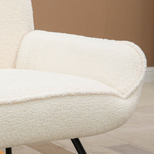 Fauteuil à Bascule Rembourré Sherpa 63×95×97cm Pour Chambre Ou Enfant, Confortable