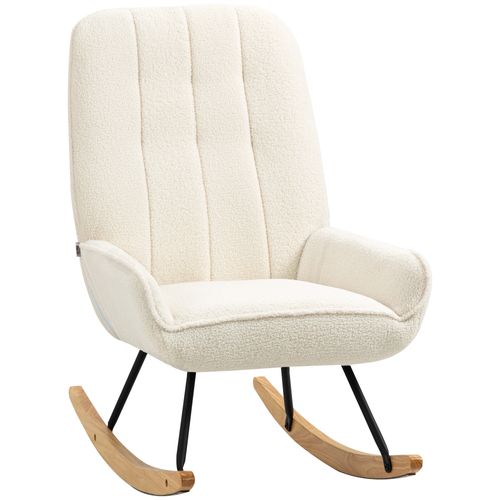 Fauteuil à Bascule Rembourré Sherpa 63×95×97cm Pour Chambre Ou Enfant, Confortable