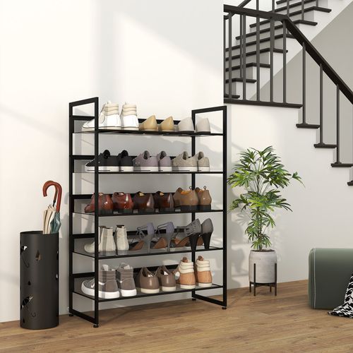 Étagère à Chaussures En Bois, Haut Et Étroit, 5 Étagères, 72 Cm X 30 Cm X 102 Cm, Noir