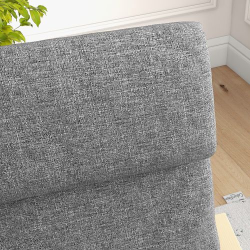 Fauteuil Relax Avec Coussin Tête, Tissu Lin, Bois De Bouleau, 66,5×80×99cm, Gris Foncé