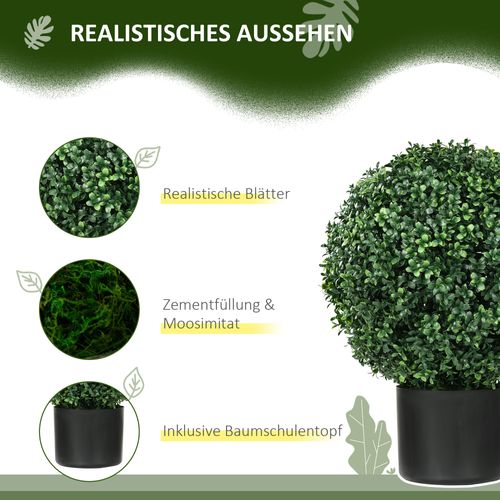Lot De 2 Buis Artificiels 52 Cm Avec Pot Déco Pour Salon Ou Jardin, Vert