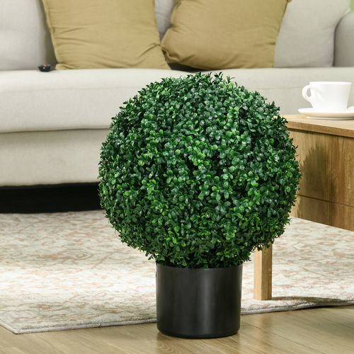 Lot De 2 Buis Artificiels 52 Cm Avec Pot Déco Pour Salon Ou Jardin, Vert