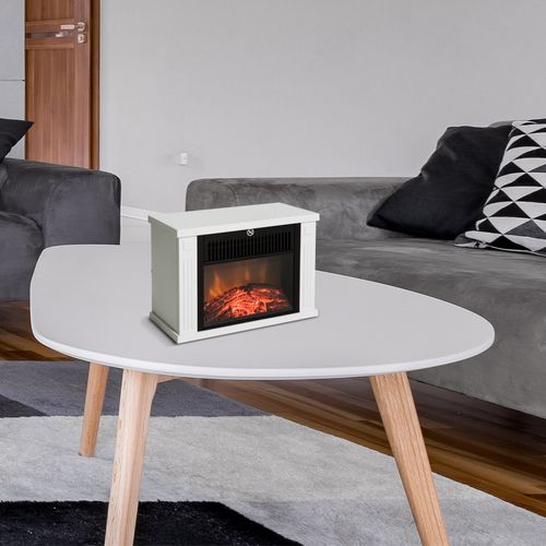 Cheminée Électrique 1200w En Blanc Avec Effet Flamme, Atmosphère Cosy