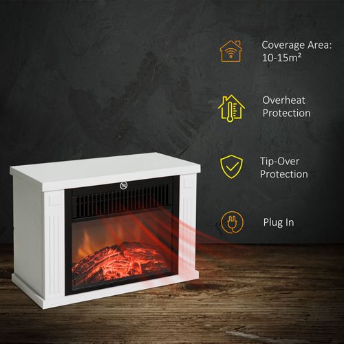 Cheminée Électrique 1200w En Blanc Avec Effet Flamme, Atmosphère Cosy
