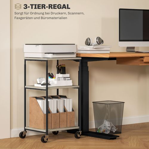 Chariot Pour Imprimante, Avec 3 Étagères, En Acier, Pour Bureau, Blanc, 39x34,5x81,5 Cm