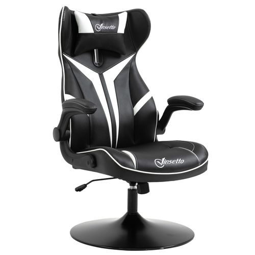 Chaise Gaming En Acier, Ergonomique, Bascule, Réglable, Noir Et Blanc