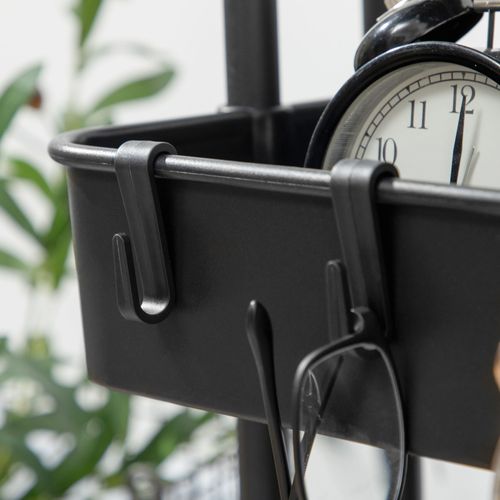 Chariot En Acier à 3 Niveaux Avec Paniers Et Crochets, Rangement Pratique, Noir